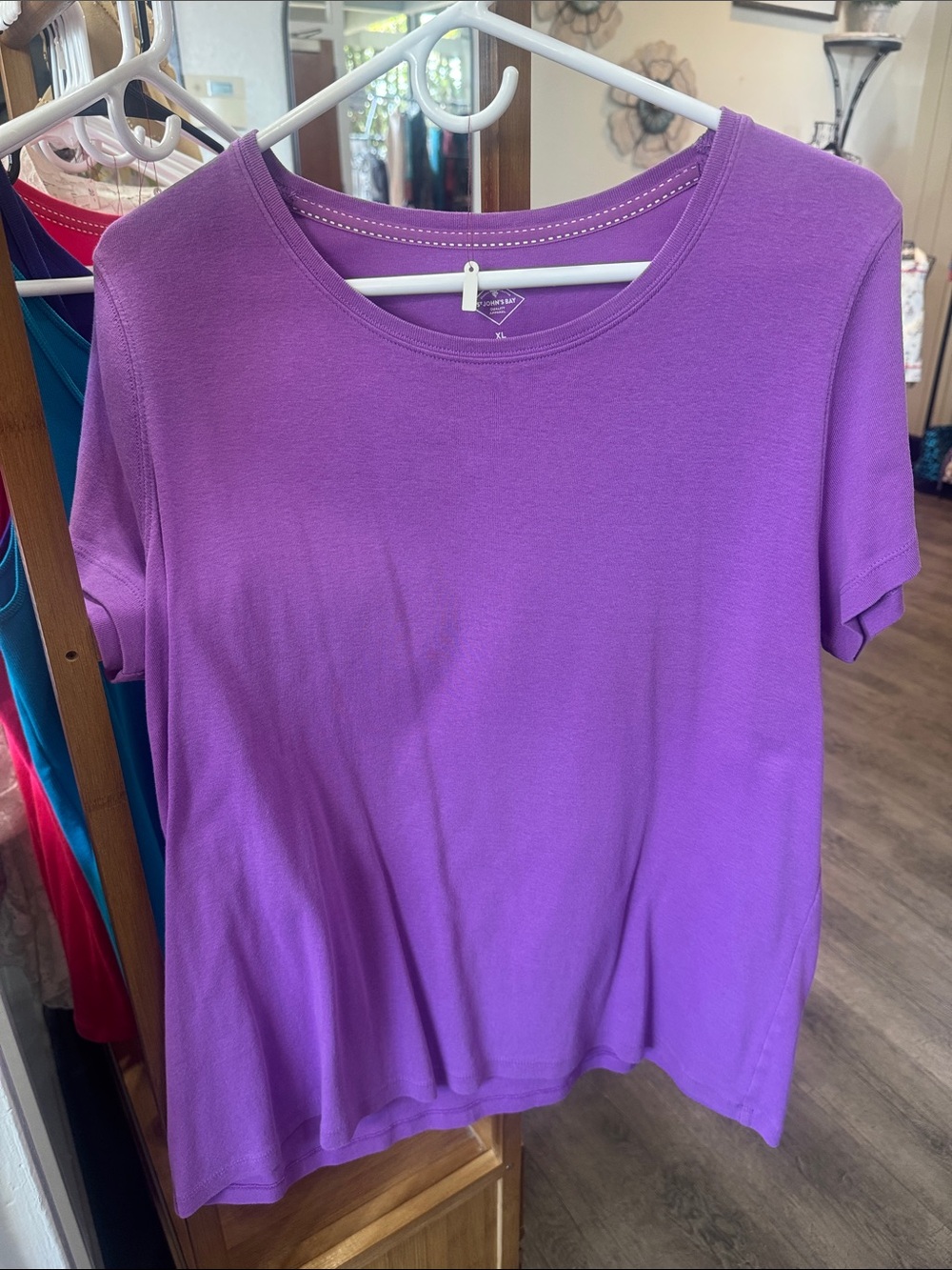 St. John's Bay Purple Short Sleeve Crewneck Top